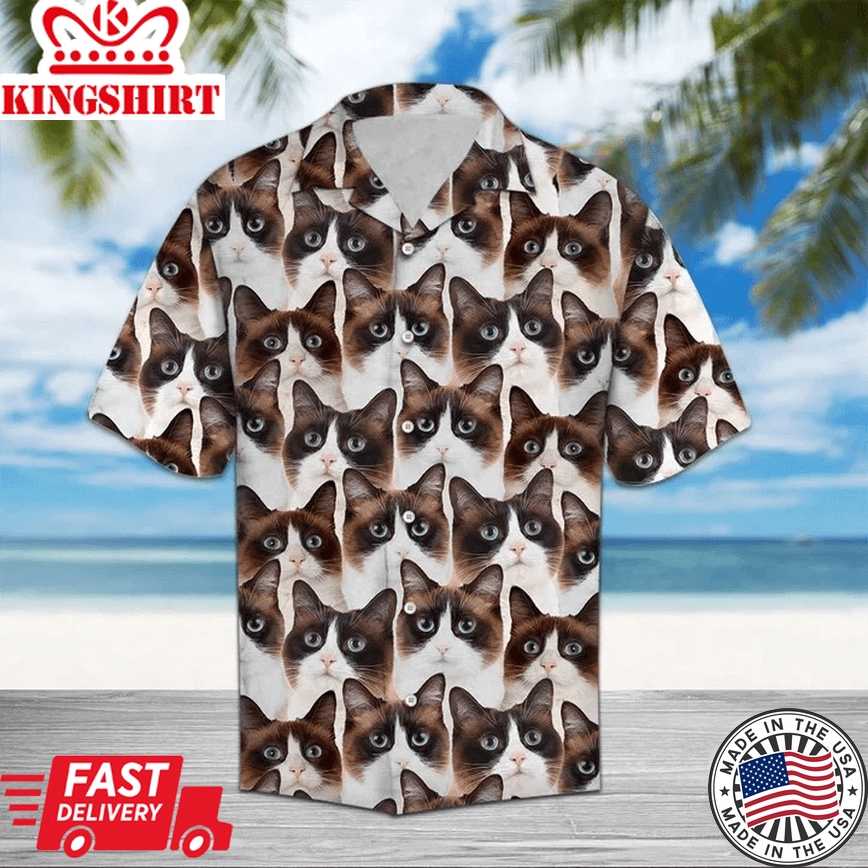 Snowshoe Awesome Animal Face Collection Themed Trendy Hawaiian Shirt