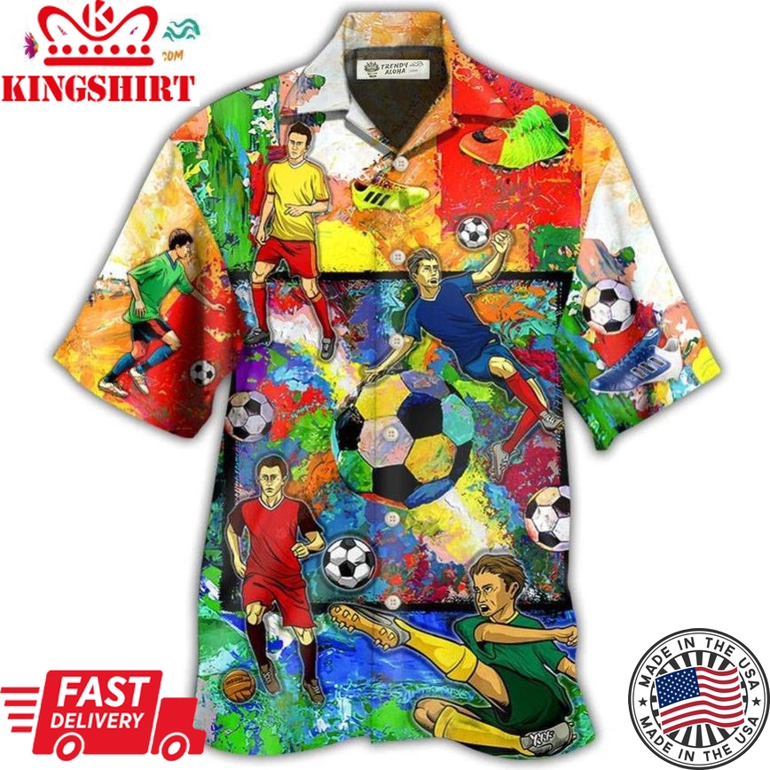 Soccer Style Colorful Hawaiian Shirt