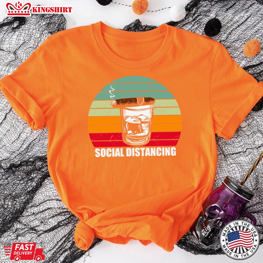 Social Distancing Bourbon Cigar Smoke Vintage T-Shirt