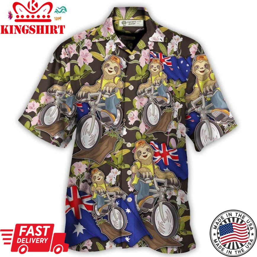 Solth Australia Sloth Ride Cycling Art Hawaiian Shirt