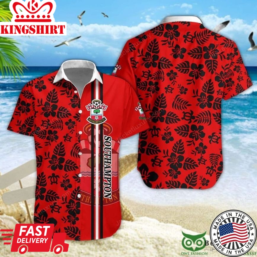 Southampton Fc Black Red Trendy Hawaiian Shirt Aloha Shirt