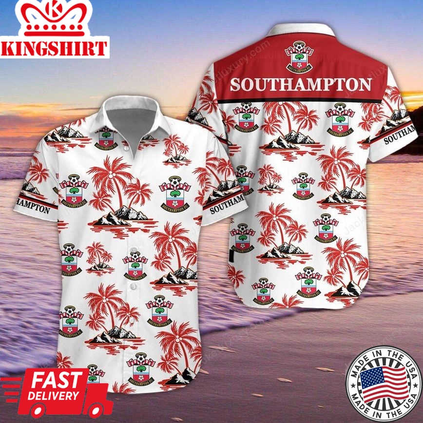 Southampton Fc White Coconut Tree Island Trendy Hawaiian Shirt Aloha Shirt