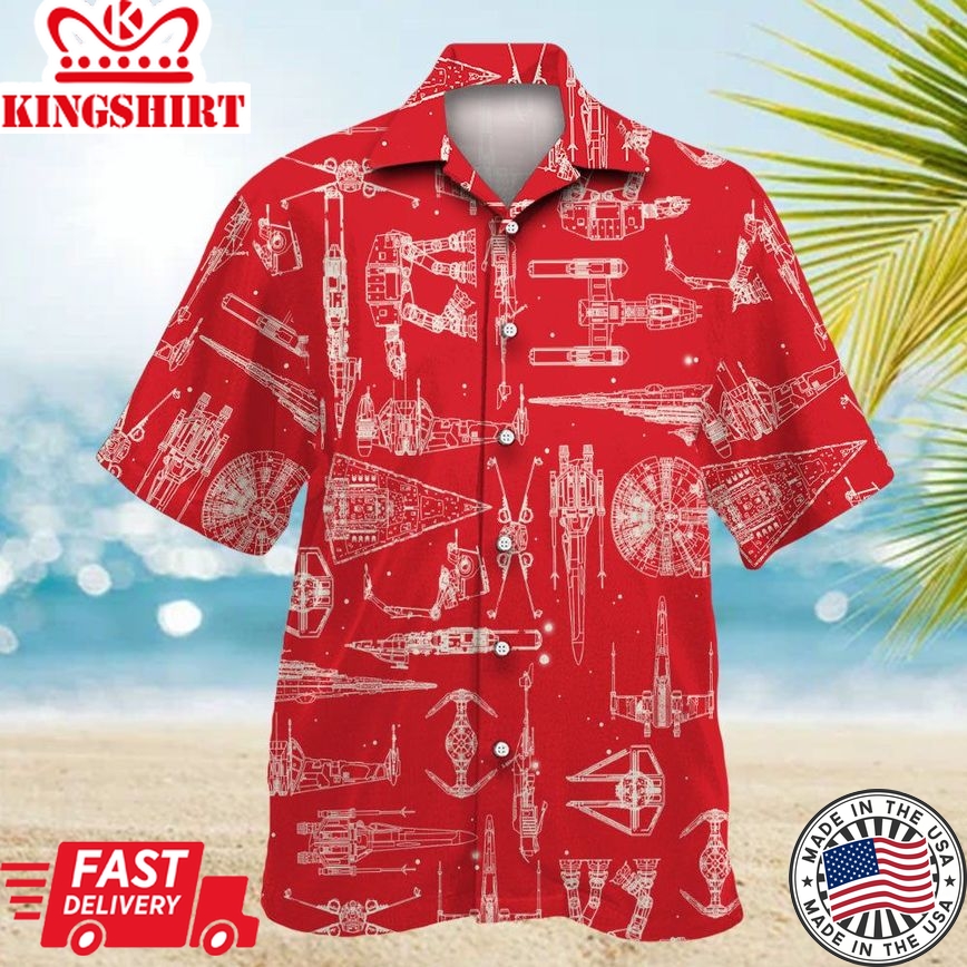 Space Ships Star Wars Red - Hawaiian Shirt For Men, Women, Kids