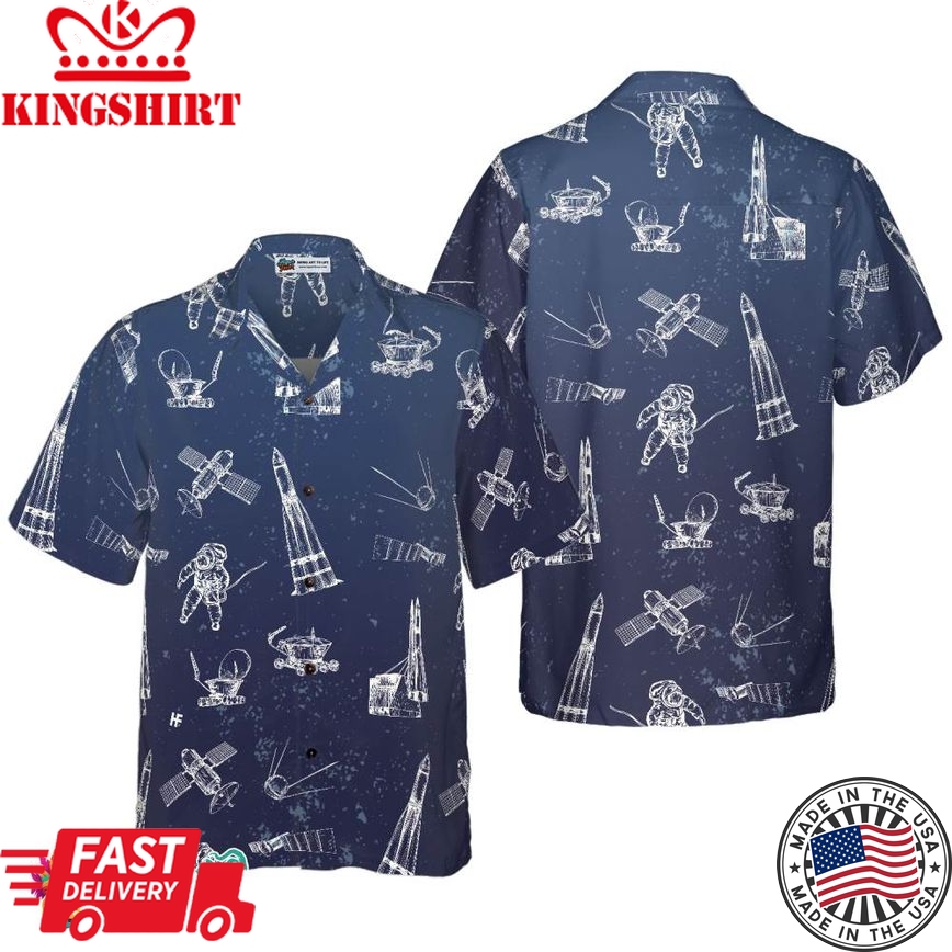 Spaceship And Spaceman Hawaiian Shirt