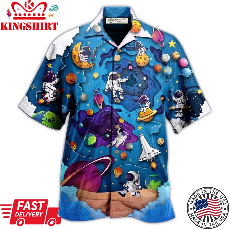 Spaceship Fly To Galaxy Hawaiian Shirt