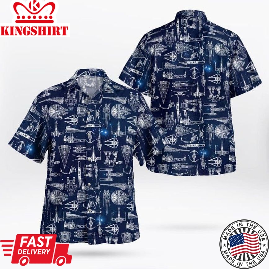 Spaceship Trendy Hawaiian Shirt