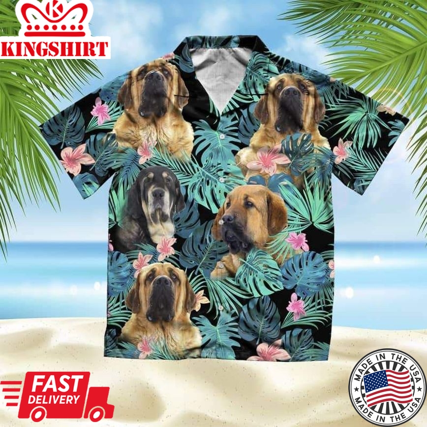 Spanish Mastiff Trendy Hawaiian Shirt, Dog Summer Leaves Trendy Hawaiian Shirt, Unisex Print Aloha Short Sleeve Casual Shirt Summer Gifts