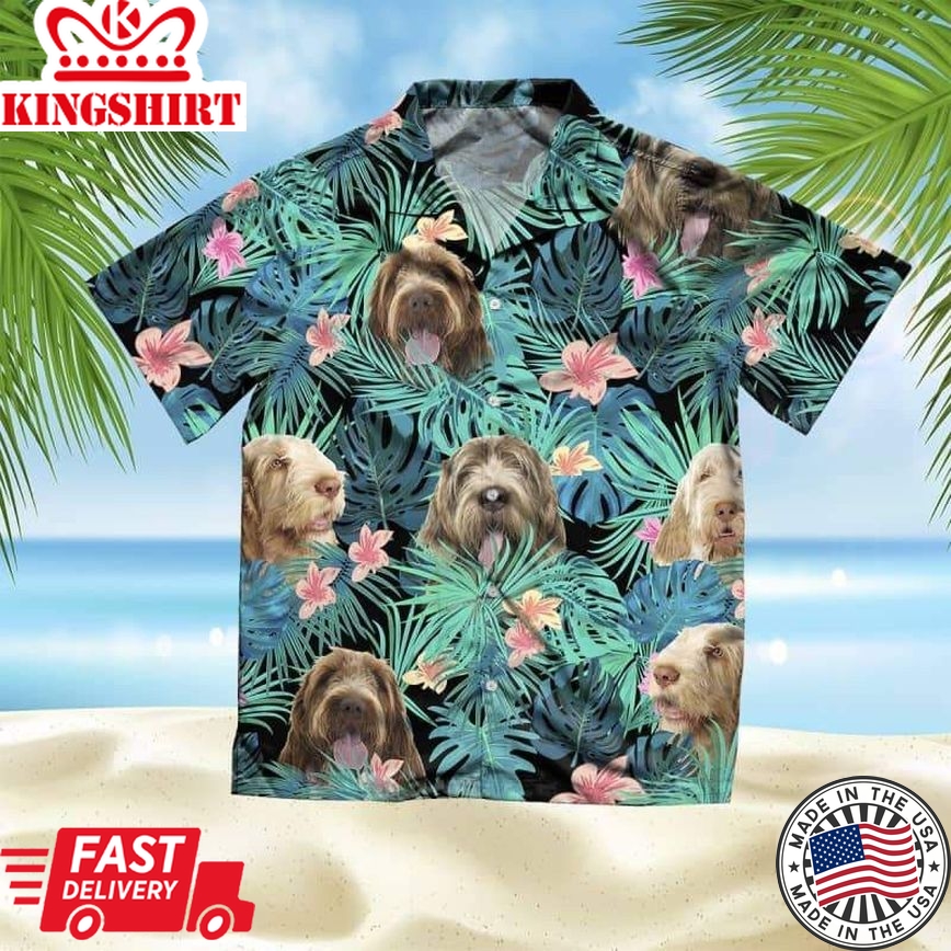 Spinone Italiano Trendy Hawaiian Shirt, Dog Summer Leaves Trendy Hawaiian Shirt, Unisex Print Aloha Short Sleeve Casual Shirt Summer Gifts