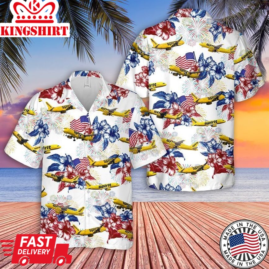 Spirit Airlines Airbus 4Th Of July Trendy Hawaiian Shirt