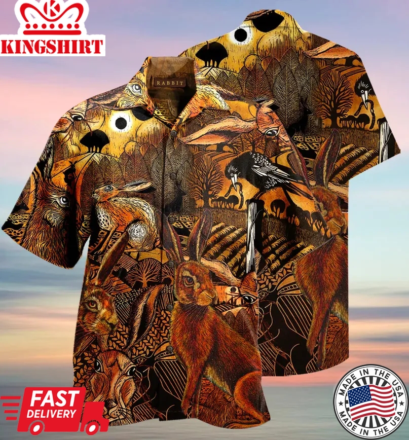 Spooky Hares On The Fields Trendy Hawaiian Shirt