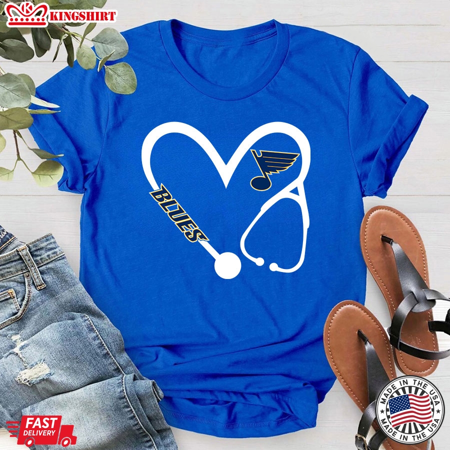 St. Louis Blues Heart Nurse T-Shirt