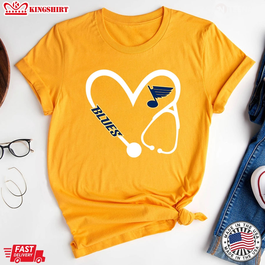 St. Louis Blues Heart Nurse T-Shirt