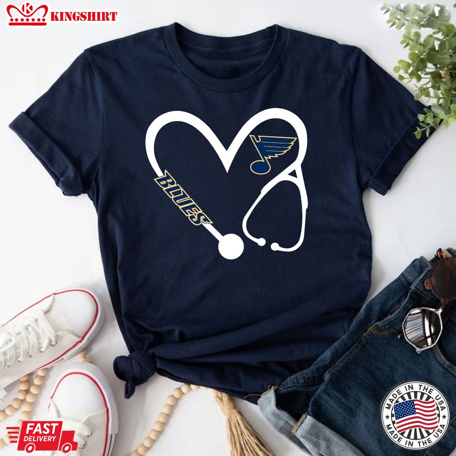 St. Louis Blues Heart Nurse T-Shirt