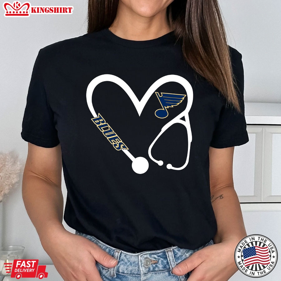 St. Louis Blues Heart Nurse T-Shirt