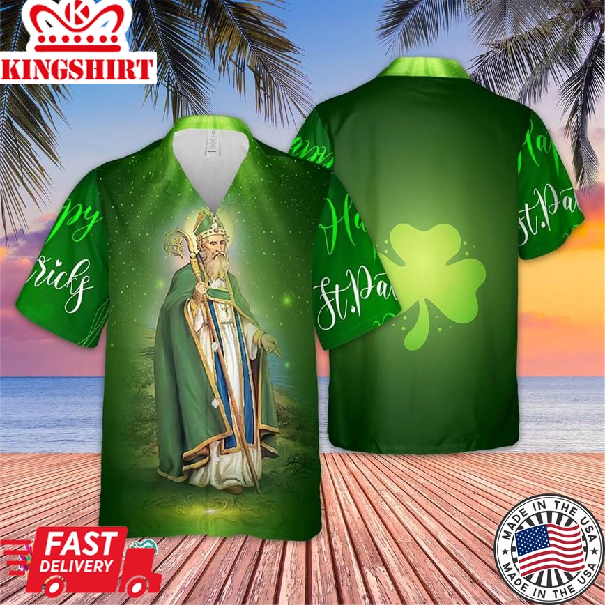 St Patrick Dark Green Clover Shirt, Irish Shirt, Green Patrick Hawaiian Shirts, Fat Tuesday Tees, Carnival Party Hawaiian Shirt