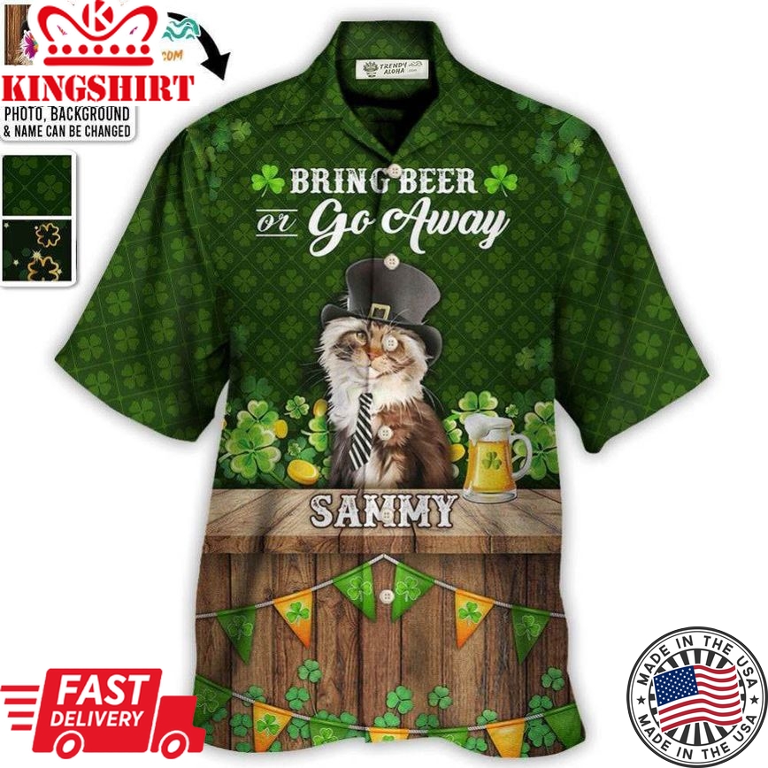 St Patrick'S Beer Cat Dog Lover Lucky Custom Photo Personalized - Hawaiian Shirt - Personalized Photo Gifts Hawaiian Shirt