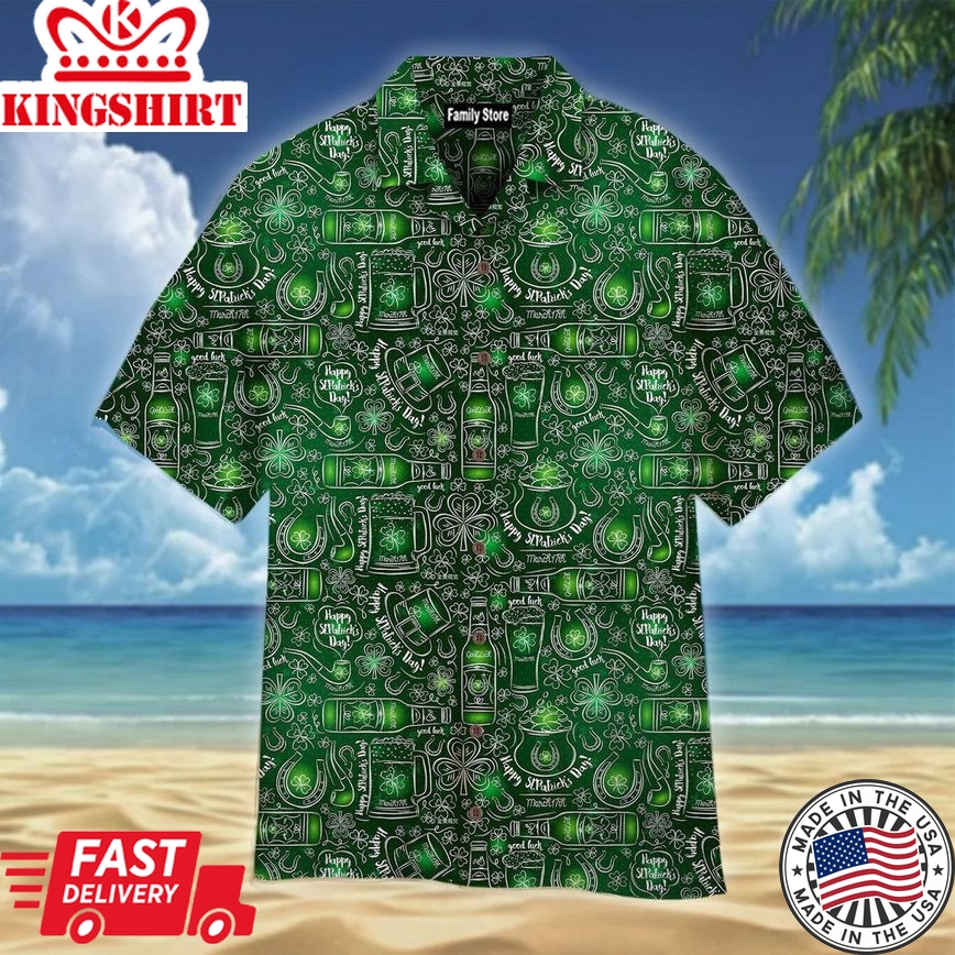 St Patrick's Day Green Beer Shamrock Hawaiian Shirts