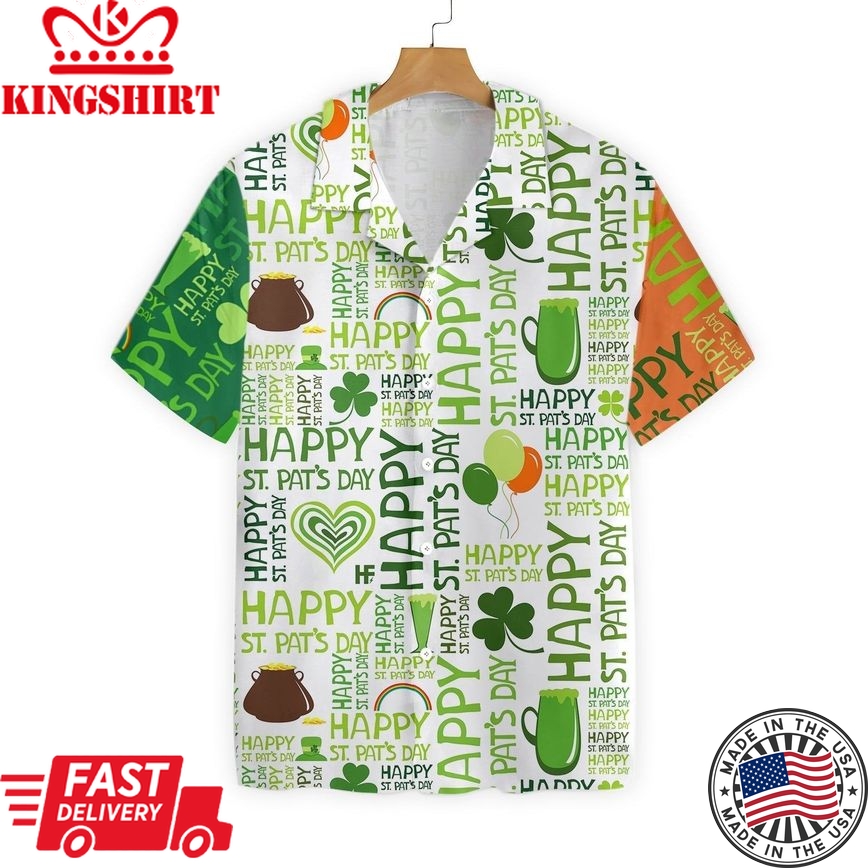 St Patrick's Day Hawaii Shirt Happy Saint Patrick's Day Words Aloha Shirt St Patrick's Day Shirt