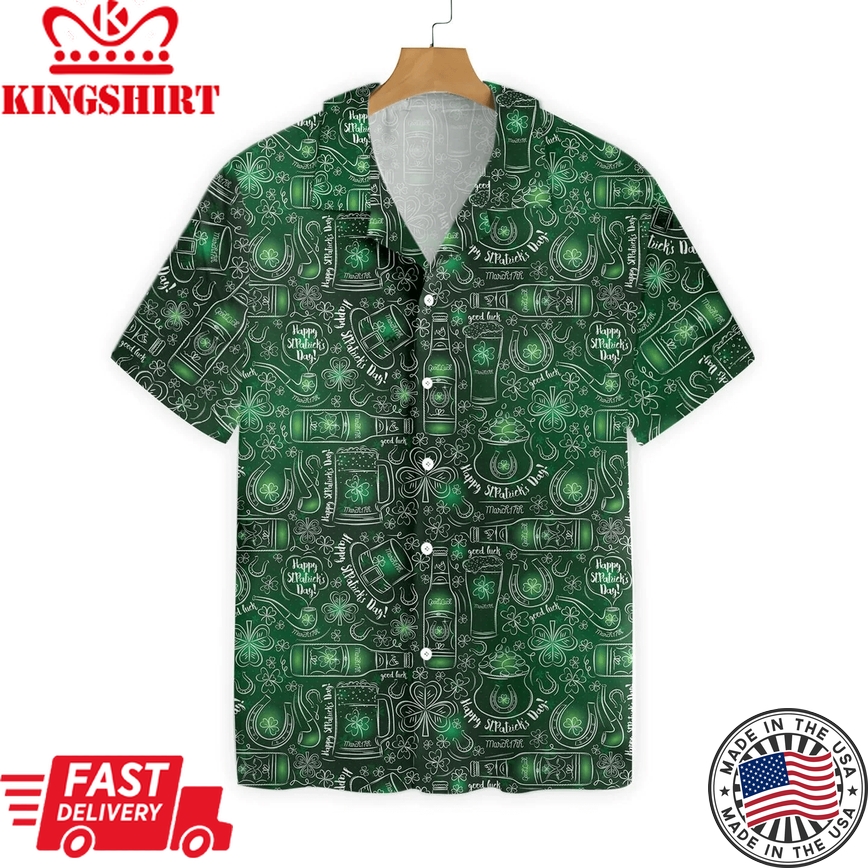 St Patrick's Day Hawaii Shirt Wine Beer Happy Saint Patrick's Day Aloha Shirt St Patrick's Day Trendy Hawaiian Shirt