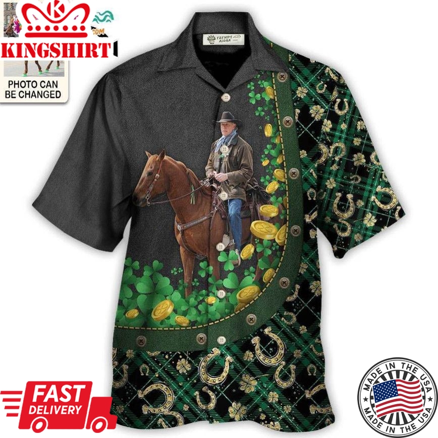 St Patrick'S Day Horse Lover Custom Photo - Hawaiian Shirt - Personalized Photo Gifts Hawaiian Shirt