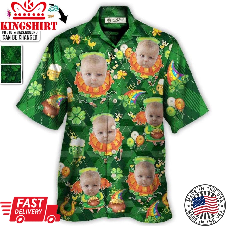 St Patrick'S Day Lucky Coin Shamrock Art Funny Custom Photo - Hawaiian Shirt - Personalized Photo Gifts Hawaiian Shirt