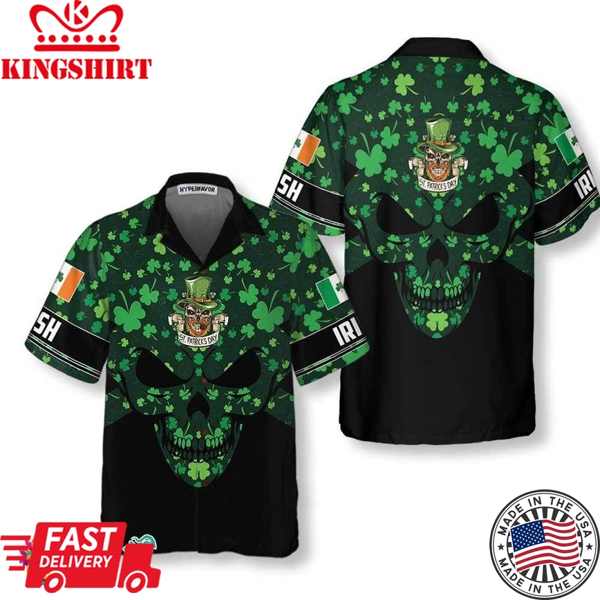 St PatrickS Day Skull Hawaiian Shirt, St. Patricks Day Shirt, Cool St Patrick's Day Gift