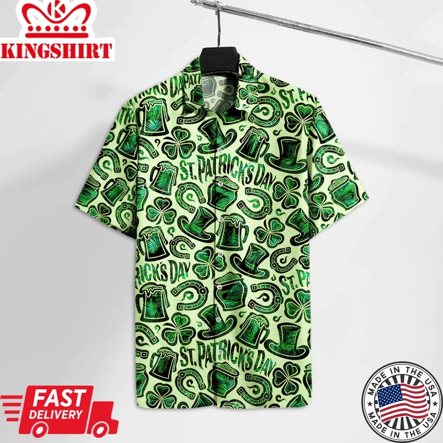 St Patrick's Day Trendy Hawaiian Shirt Irish Happy St Patrick's Day Hawaii Tshirt St. Patrick's Day Aloha Shirt