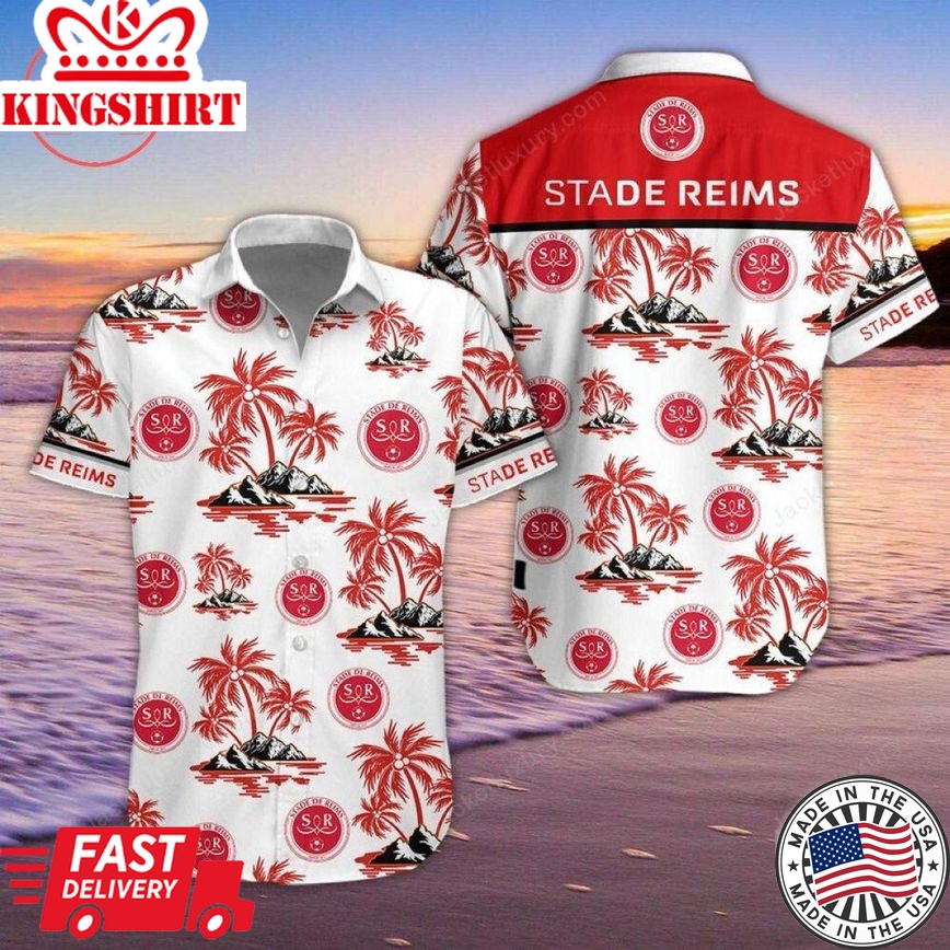 Stade De Reims Coconut Tree Trendy Hawaiian Shirt Aloha Shirt