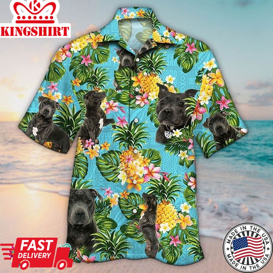 Staffordshire Bull Hawaiian Shirt Tropical Dog, Aloha Hawaiian Shirts