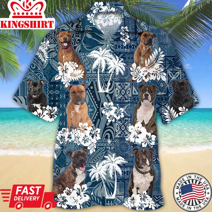 Staffordshire Bull Terrier Trendy Hawaiian Shirt