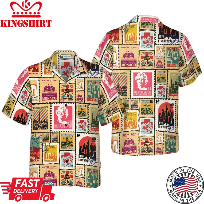 Stamps Cities World Vintage Travel Hawaiian Shirt