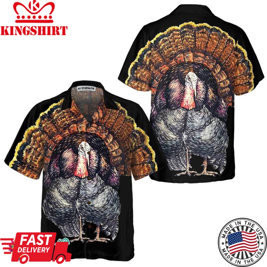 Standing Black Turkey Hawaiian Shirt, Thanksgiving Gobble Shirt, Gift For Thanksgiving Day