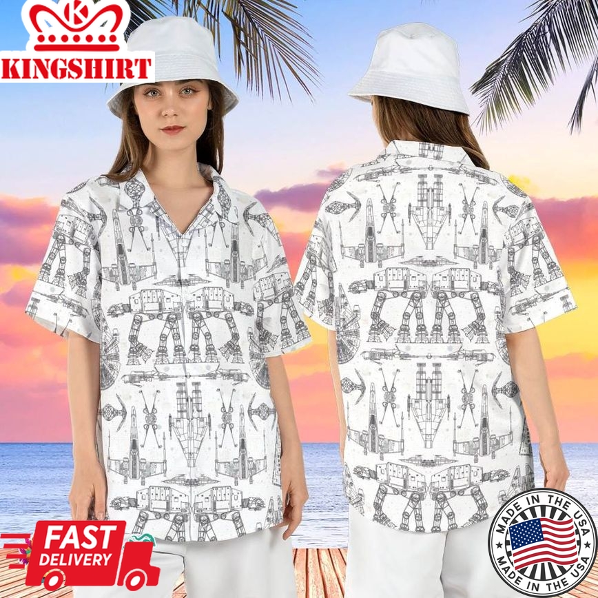 Star Wars At At Walker Hawaiian Shirt, Galaxy Edge Hawaii Hawaiian Shirt, Star Wars Droid Hawaii Shirt, Beach Summer Aloha Shirt