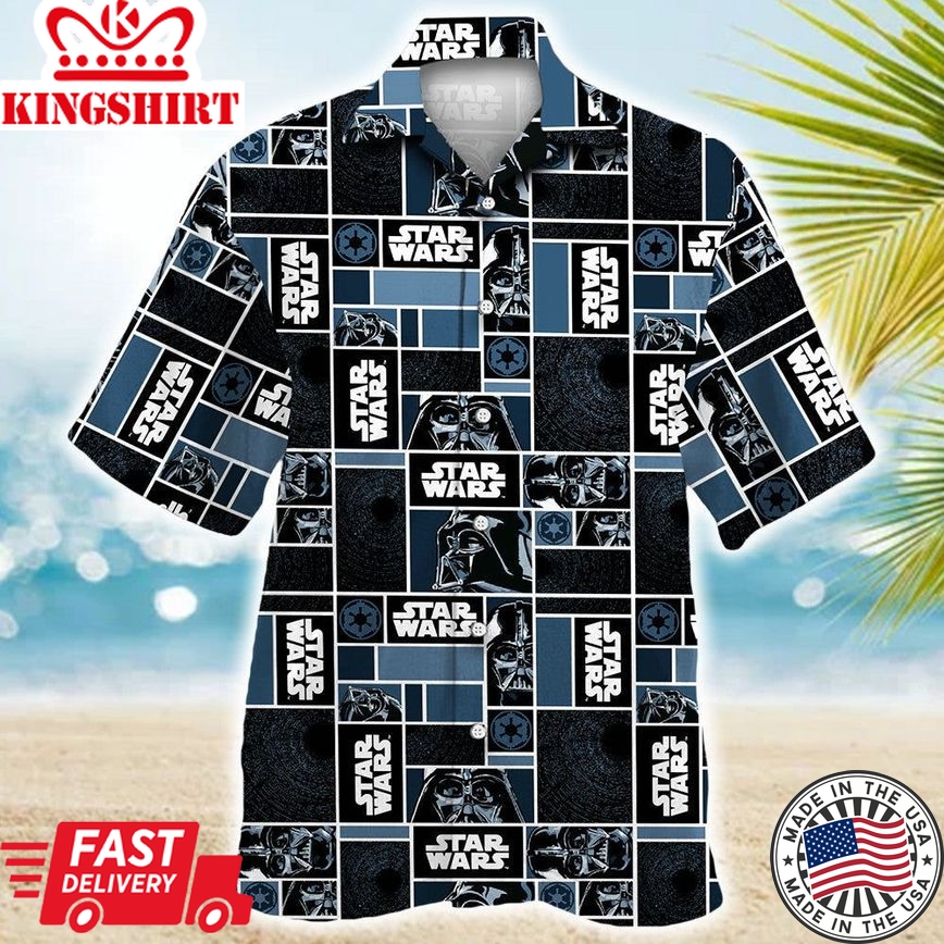 Star Wars Darth Vader Geometric Pattern Black Hawaiian Shirt