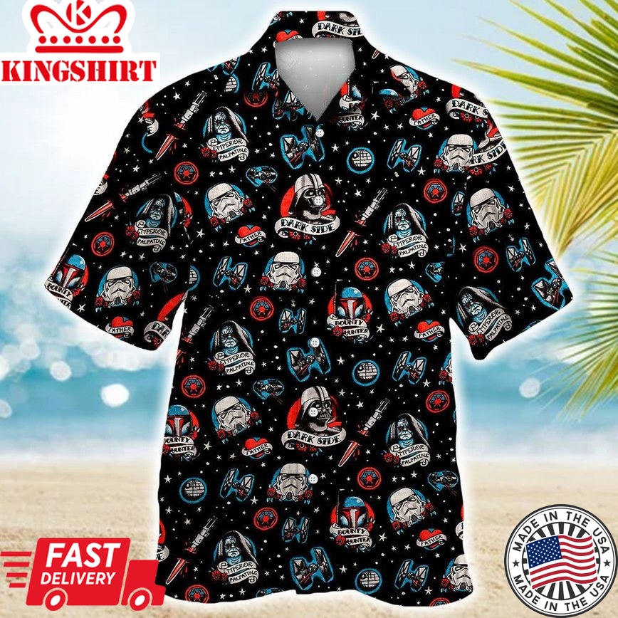 Star Wars Darth Vader Storm Trooper Dark Side Black Hawaiian Shirt