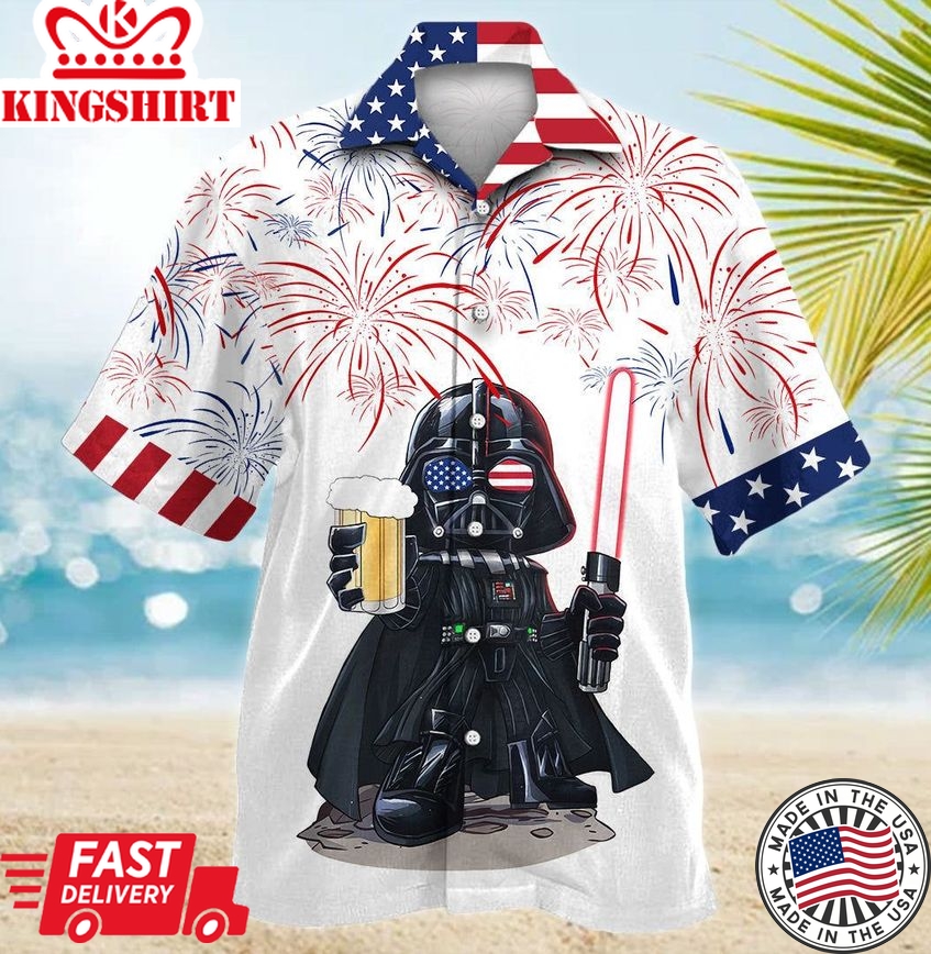 Star Wars Independence Day Darth Vader With Beer Hawaiian Shirt