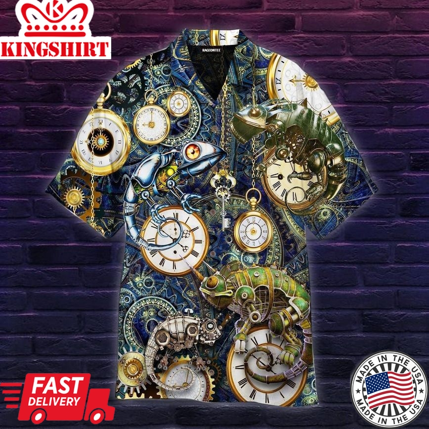 Stay Cool Steampunk Chameleon Trendy Hawaiian Shirt For