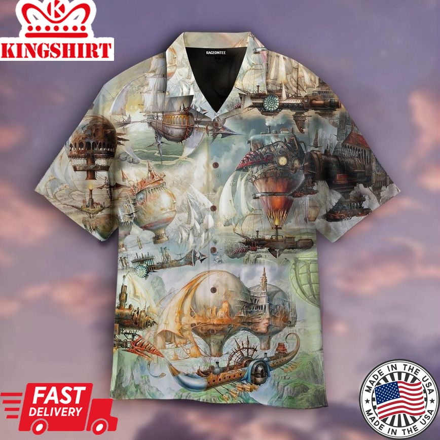 Steampunk Airship Trendy Hawaiian Shirt For