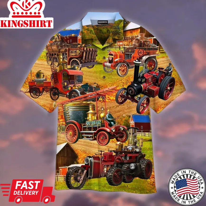 Steampunk Fire Truck Trendy Hawaiian Shirt For