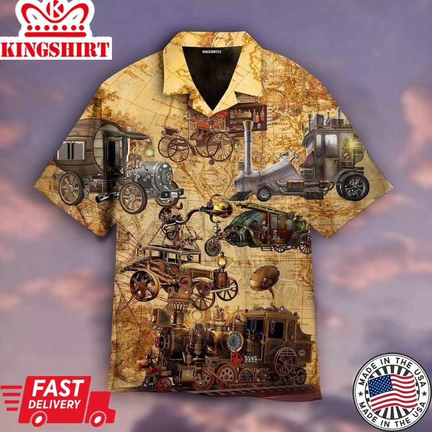 Steampunk Vehicle Design Trendy Hawaiian Shirt For