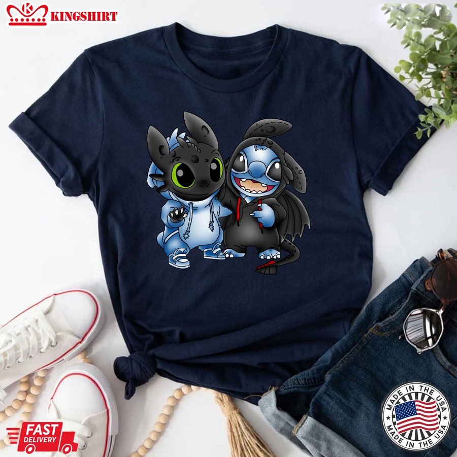 Stitch and Toothless Swap Mashup T-Shirt