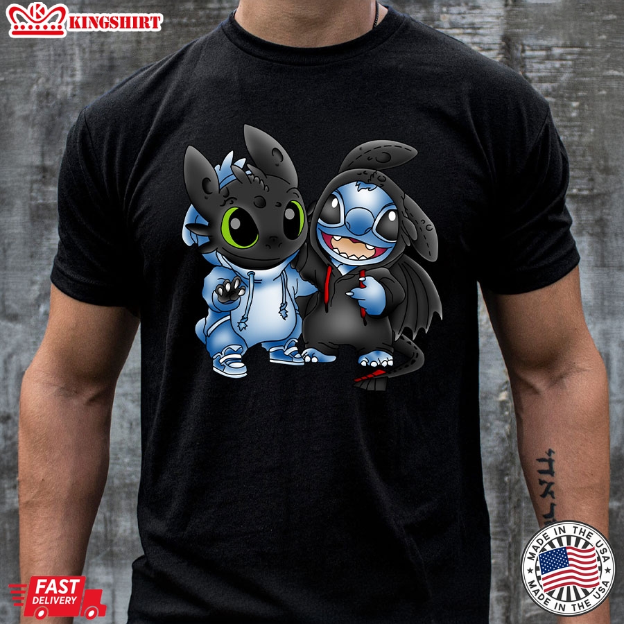 Stitch and Toothless Swap Mashup T-Shirt