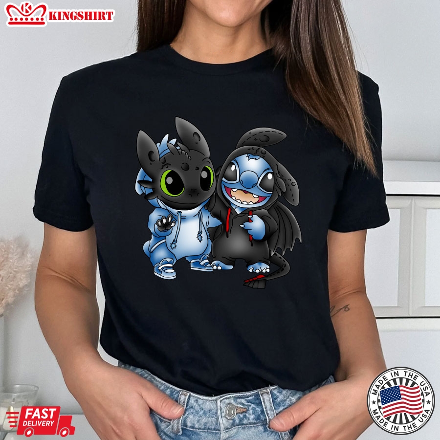 Stitch and Toothless Swap Mashup T-Shirt