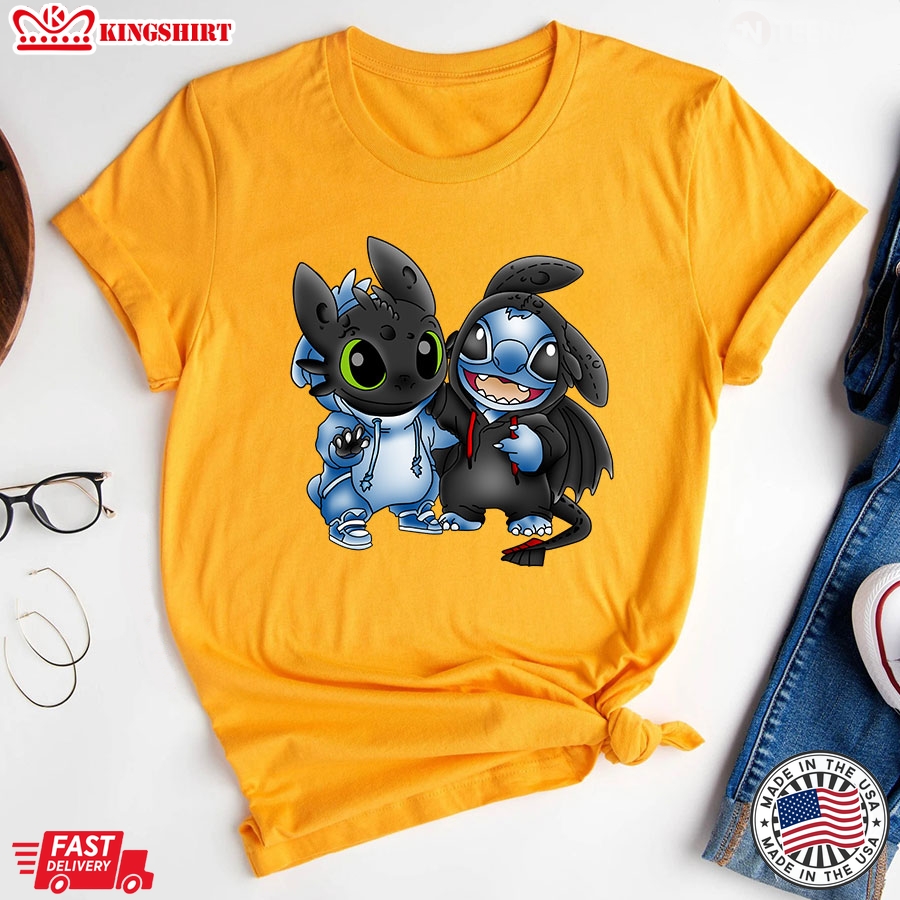 Stitch and Toothless Swap Mashup T-Shirt