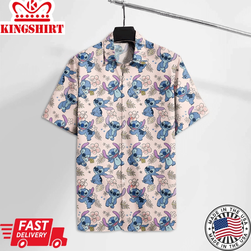 Stitch Trendy Hawaiian Shirt Adorable Stitch Floral Hawaii Tshirt High Quality Dn Aloha Shirt