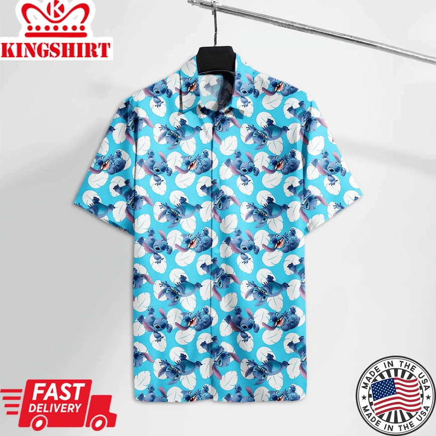 Stitch Trendy Hawaiian Shirt Adorable Stitch Hawaii Tshirt Cute High Quality Dn Aloha Shirt