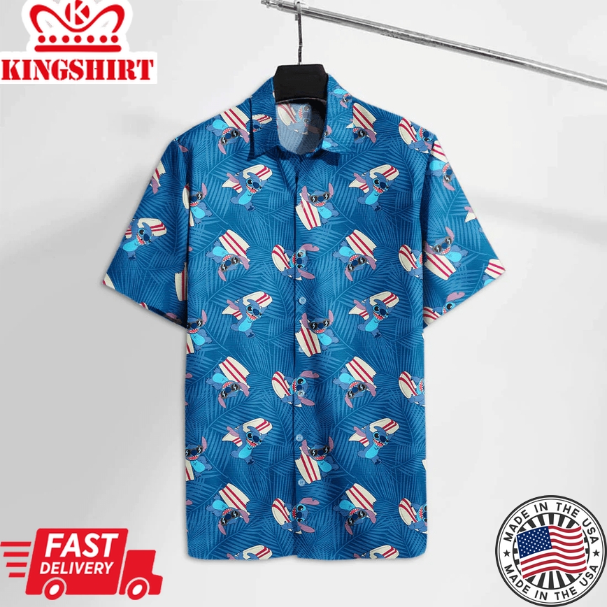 Stitch Trendy Hawaiian Shirt Stitch Surfing Hawaii Tshirt Amazing Dn Aloha Shirt