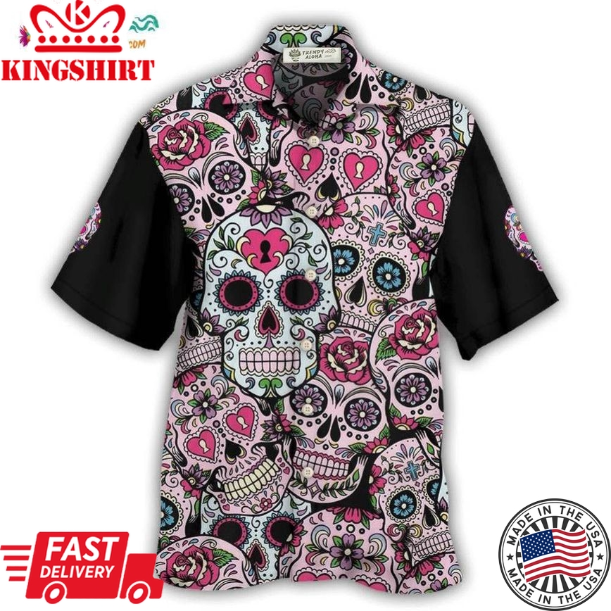 Sugar Skull Amazing Pink Hawaiian Shirt