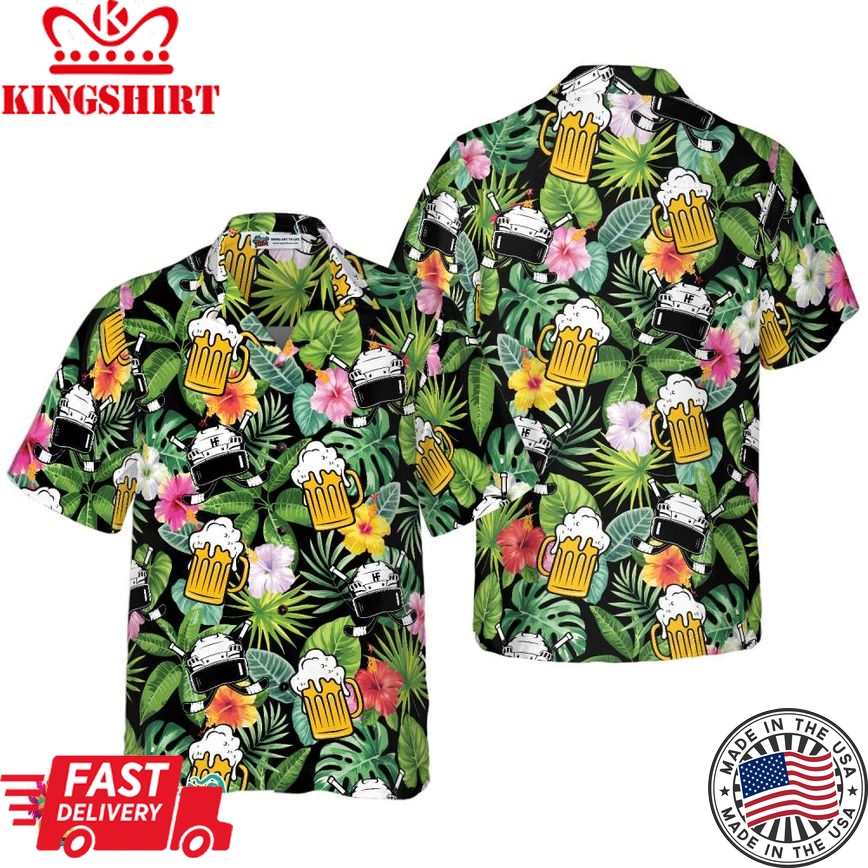 Summer Colorful Hockey And Beer Hawaiian Shirt