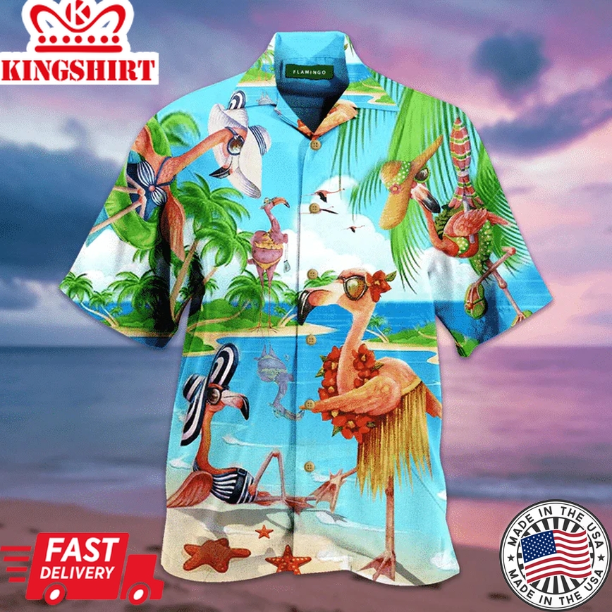 Summer Flamingo Ornamental Trendy Hawaiian Shirt